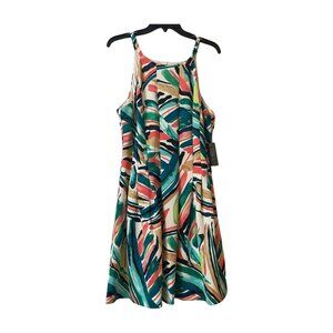 Vince Camuto Abstract Print Sleeveless Midi Dress